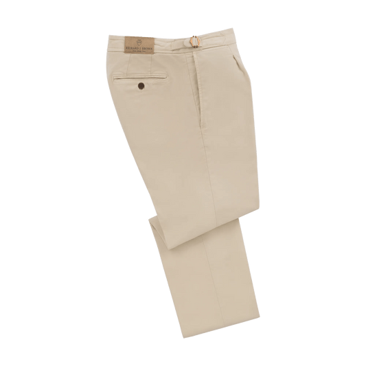 Richard J. Brown Slim - Fit Stretch - Cotton Trousers with Buckle Waist Adjusters in Cream - SARTALE