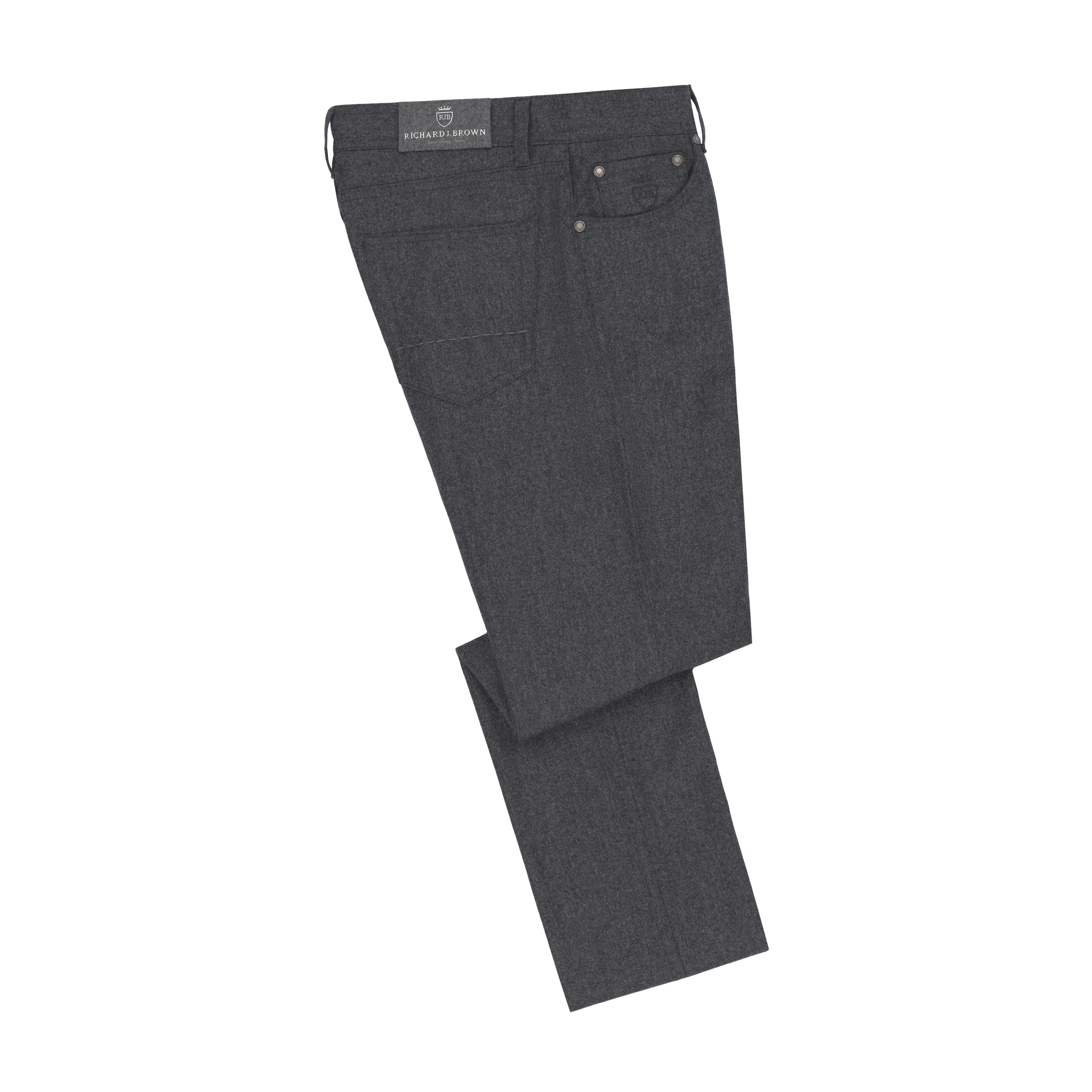 Slim-Fit-Jeans aus Wolle und Kaschmir in Dunkelgrau-Melange