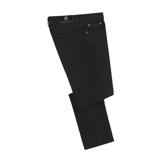 Richard J. Brown Stretch - Cotton Jeans in Black with Button Fastening - SARTALE