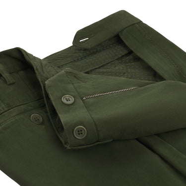 Rota Slim - Fit Cotton and Cashmere - Blend Pleated Trousers in Green - SARTALE