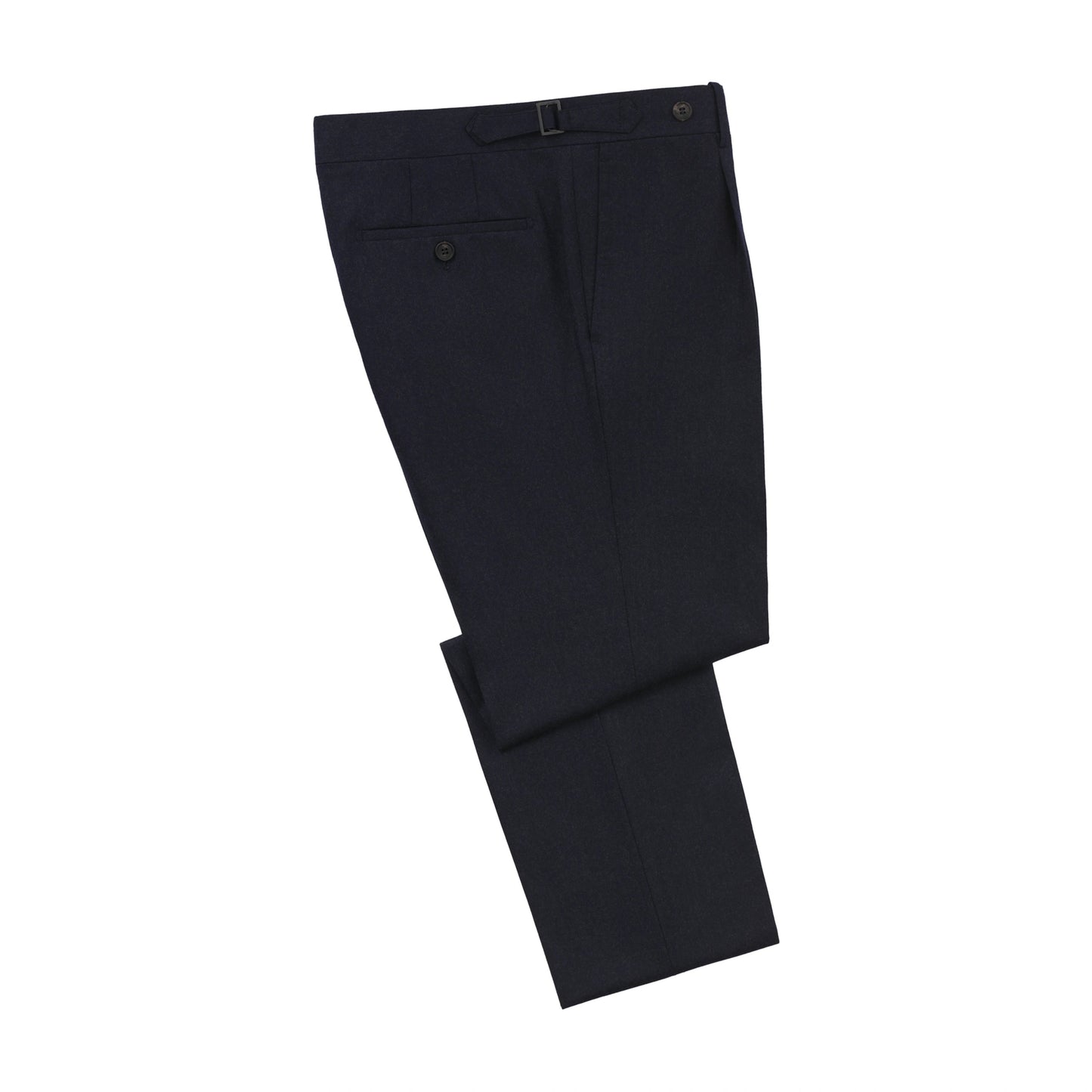 Rota Slim - Fit Virgin Wool Trousers in Dark Blue with Buckle Adjusters - SARTALE