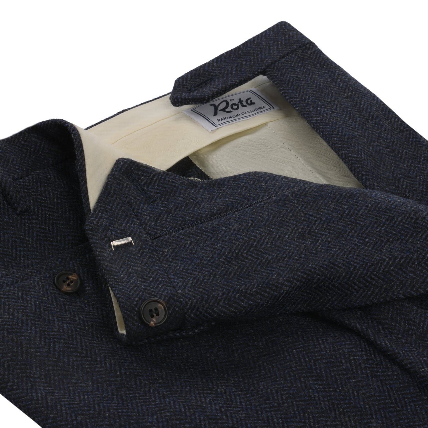 Rota Slim - Fit Wool and Cashmere - Blend Pleated Herringbone Trousers in Dark Blue - SARTALE