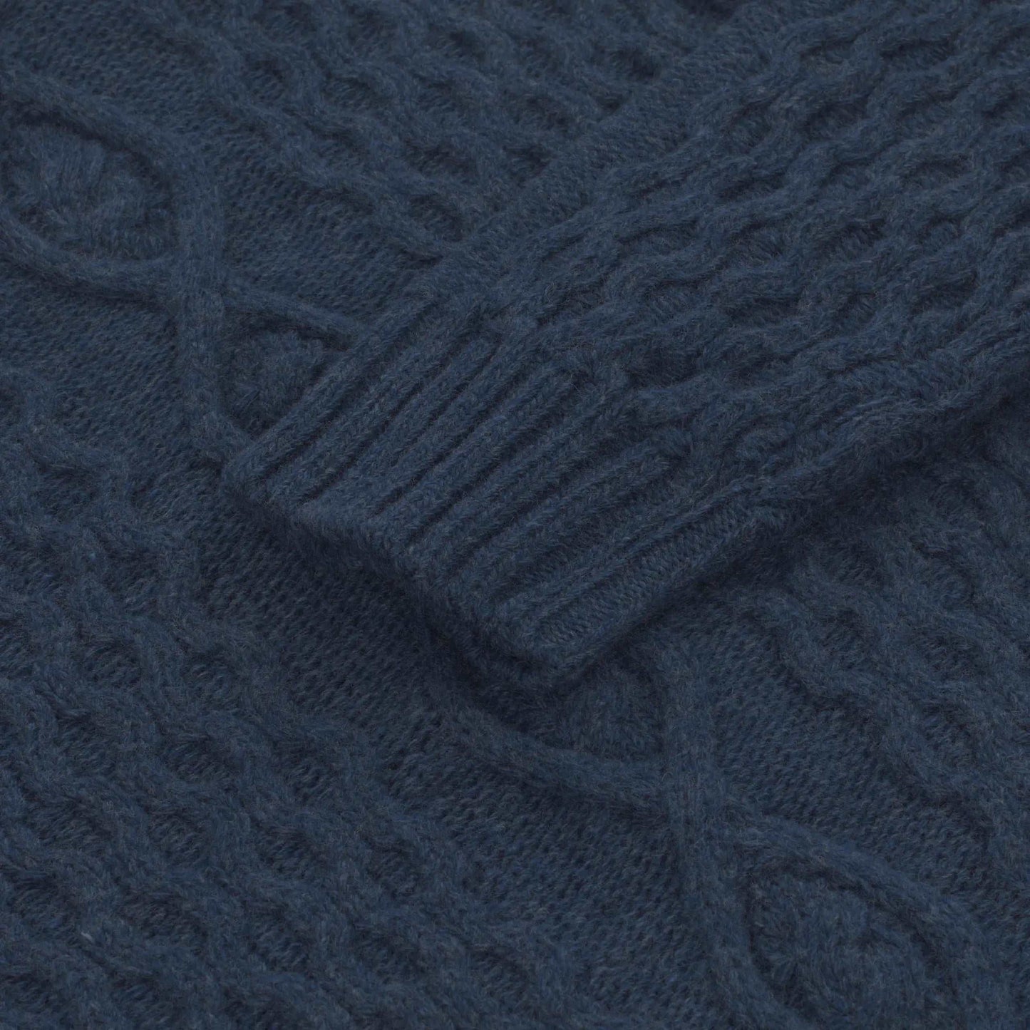 Sealup Aran Superfine Wool Ribbed Turtleneck in Blue Melange - SARTALE