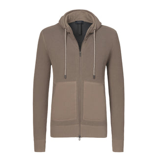 Sease Cotton - Blend Drawstring Hoodie in Sand with a Zipper - SARTALE