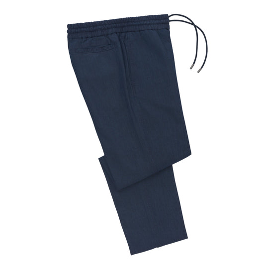 Sease Cotton Drawstring Pants in Denim Blue - SARTALE