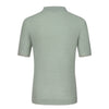 Sease V - Neck Linen and Cotton - Blend Polo Shirt in Crystal Water - SARTALE