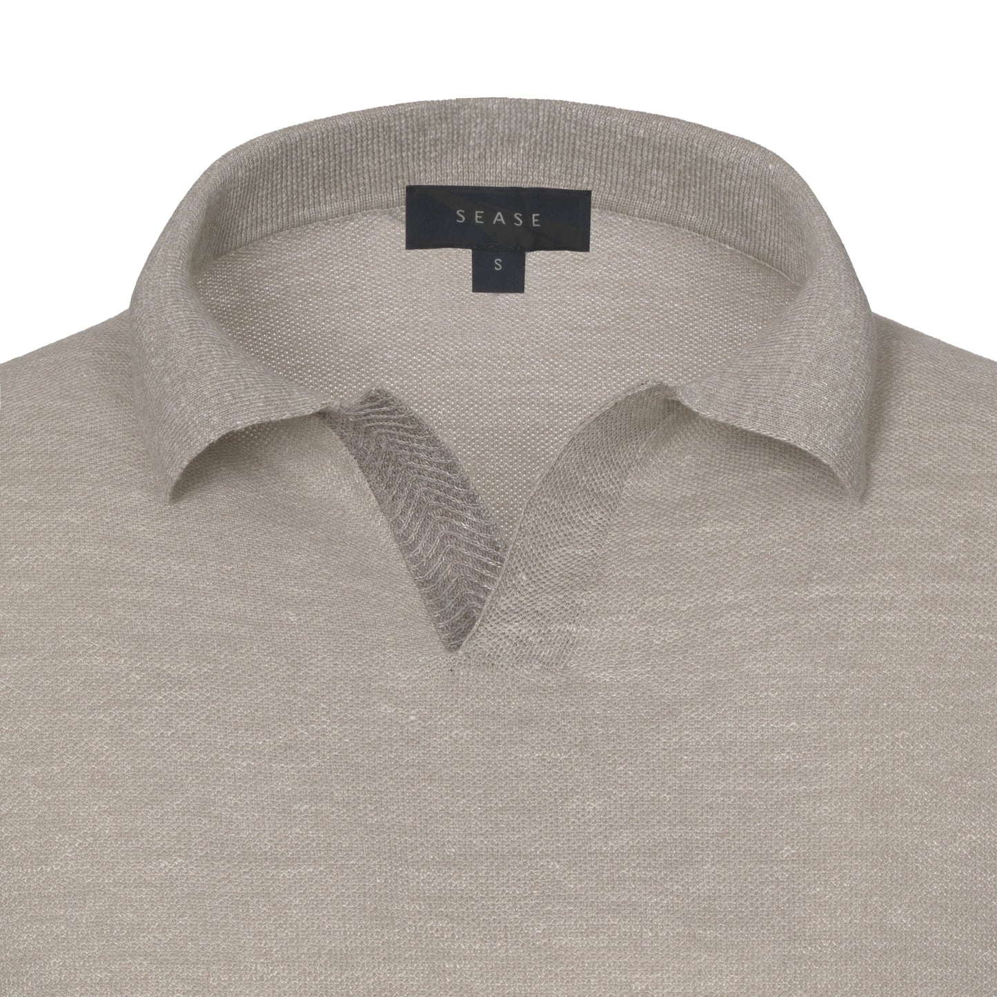 Sease V - Neck Linen and Cotton - Blend Polo Shirt in Pearl Grey - SARTALE