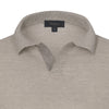 Sease V - Neck Linen and Cotton - Blend Polo Shirt in Pearl Grey - SARTALE