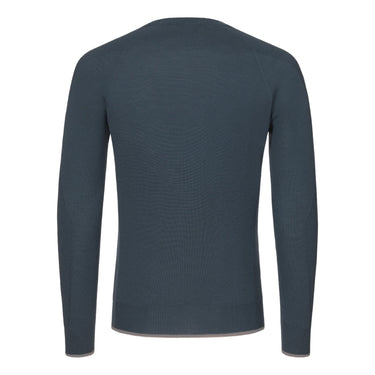 Sease Virgin Wool Crew - Neck Sweater in Peacock Blue - SARTALE