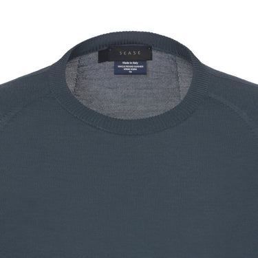 Sease Virgin Wool Crew - Neck Sweater in Peacock Blue - SARTALE