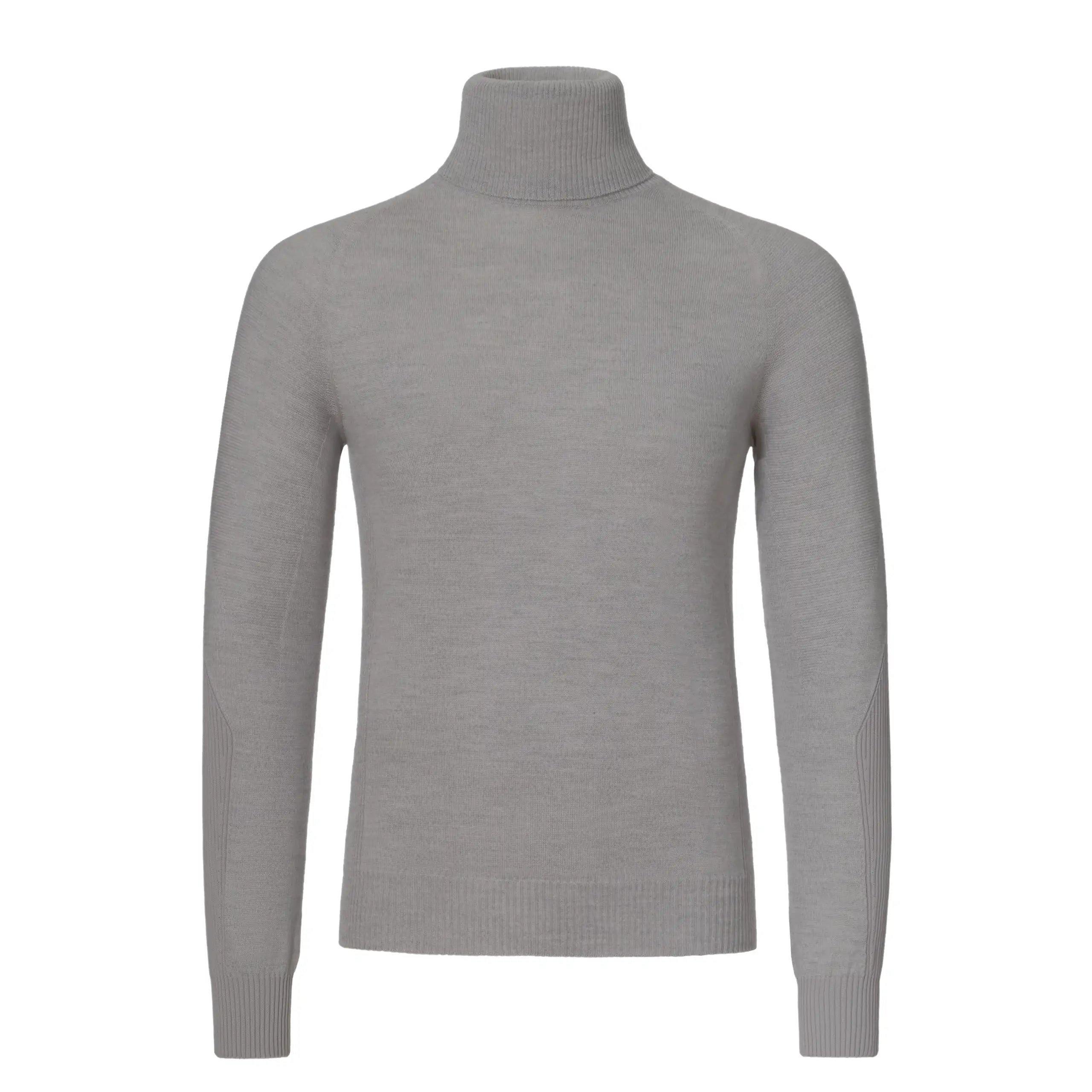 Wool Whole Turtleneck Sweater in Pearl Grey