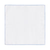 Simonnot Godard Cotton Blend Pocket Square in White with Blue Edges - SARTALE