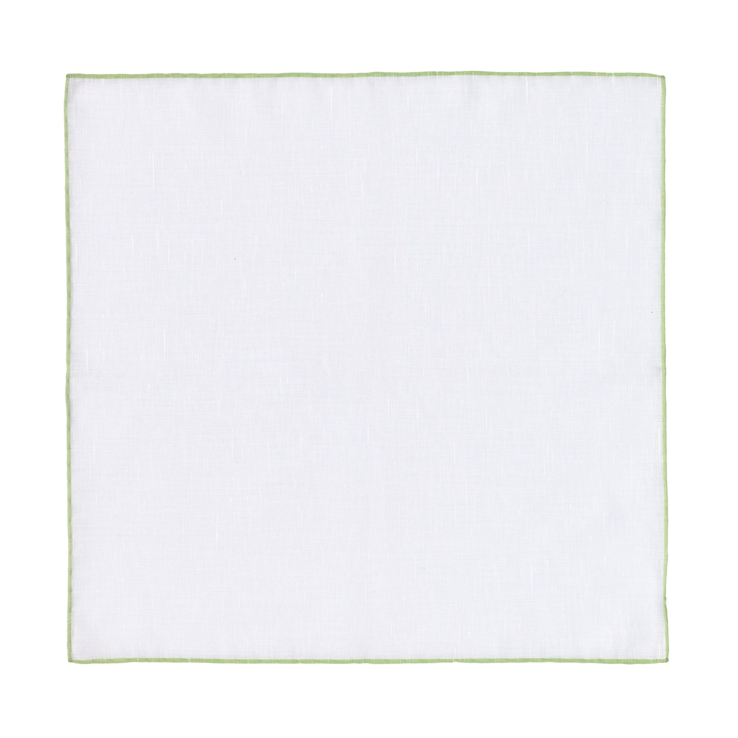 Simonnot Godard Cotton - Linen Pocket Square in White and Light Green - SARTALE