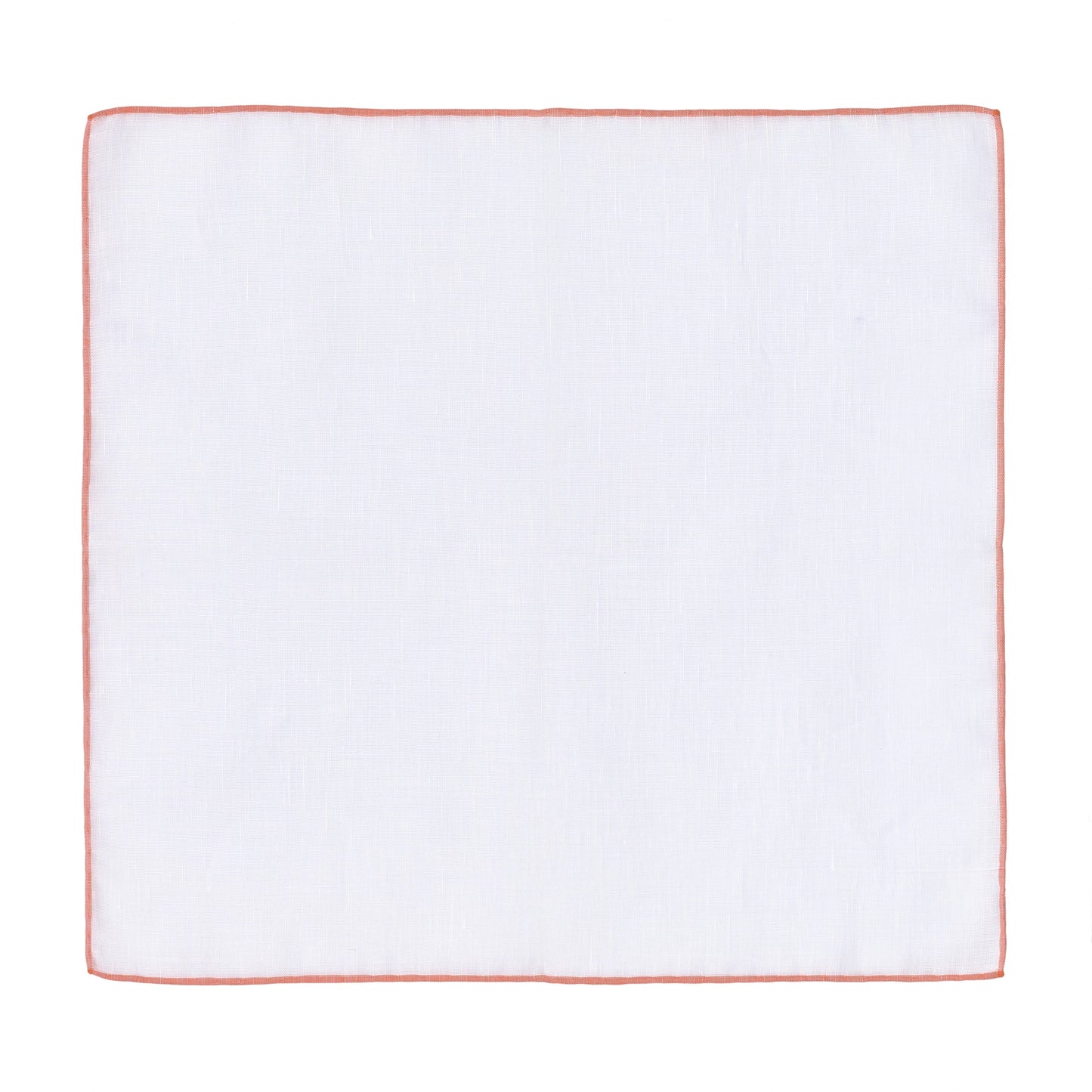 Simonnot Godard Cotton - Linen Pocket Square in White and Orange - SARTALE