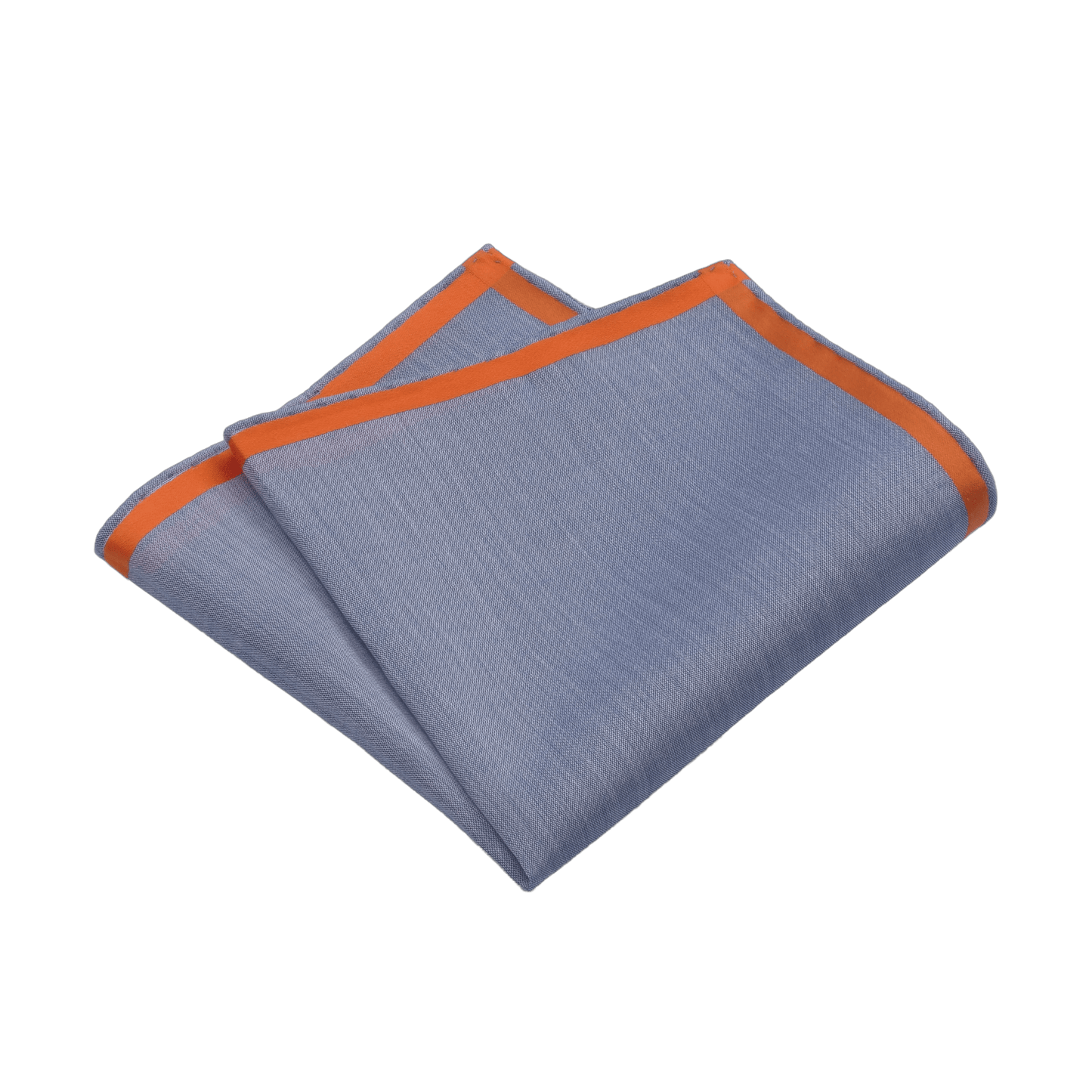 Simonnot Godard Cotton Pocket Square in Blue with Orange Edges - SARTALE