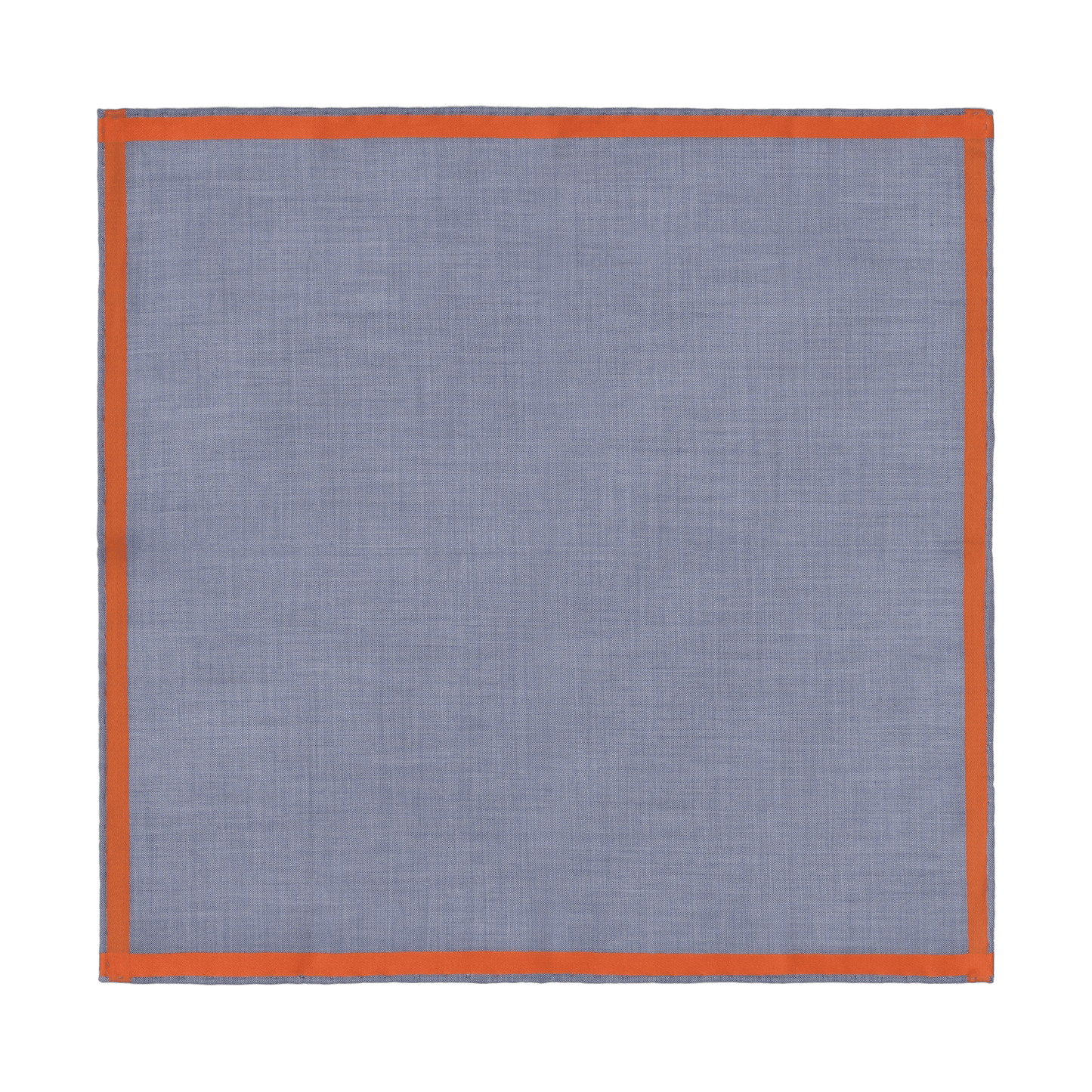 Simonnot Godard Cotton Pocket Square in Blue with Orange Edges - SARTALE