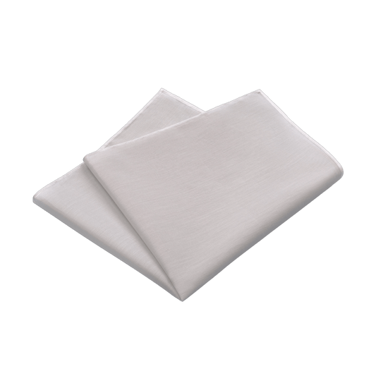 Simonnot Godard Cotton Pocket Square in Light Grey with White - SARTALE