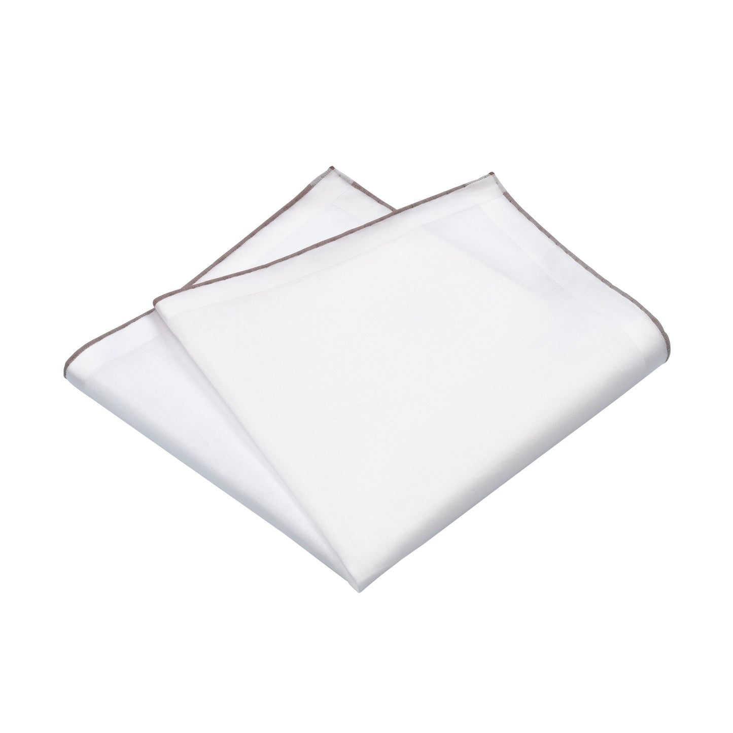 Simonnot Godard Cotton Pocket Square in White with Brown Edges - SARTALE