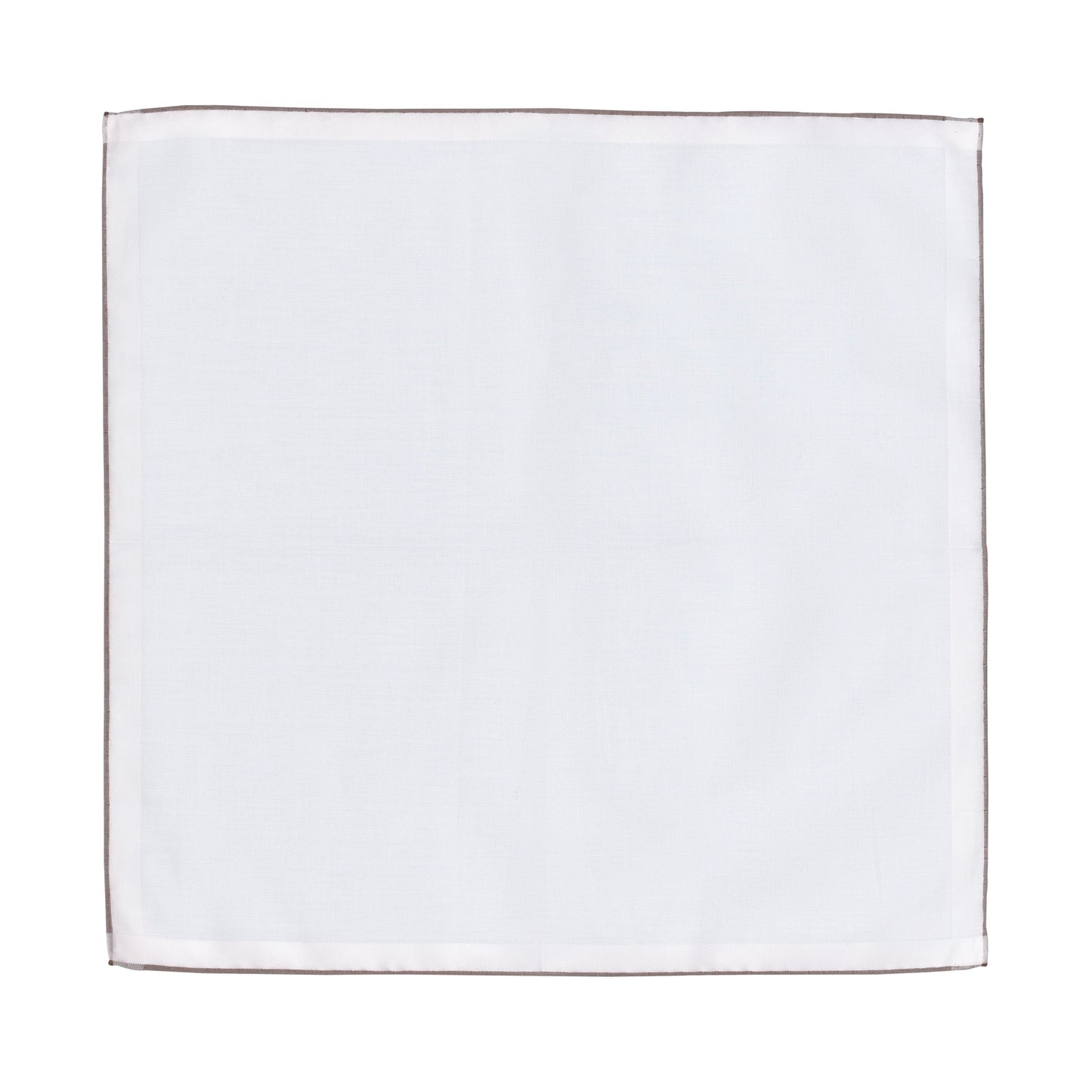 Simonnot Godard Cotton Pocket Square in White with Brown Edges - SARTALE