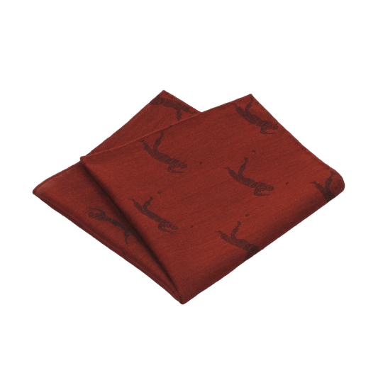 Simonnot Godard Printed Cashmere - Blend Pocket Square in Red - SARTALE