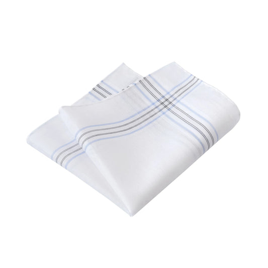 Simonnot Godard Striped Cotton White Pocket Square - SARTALE