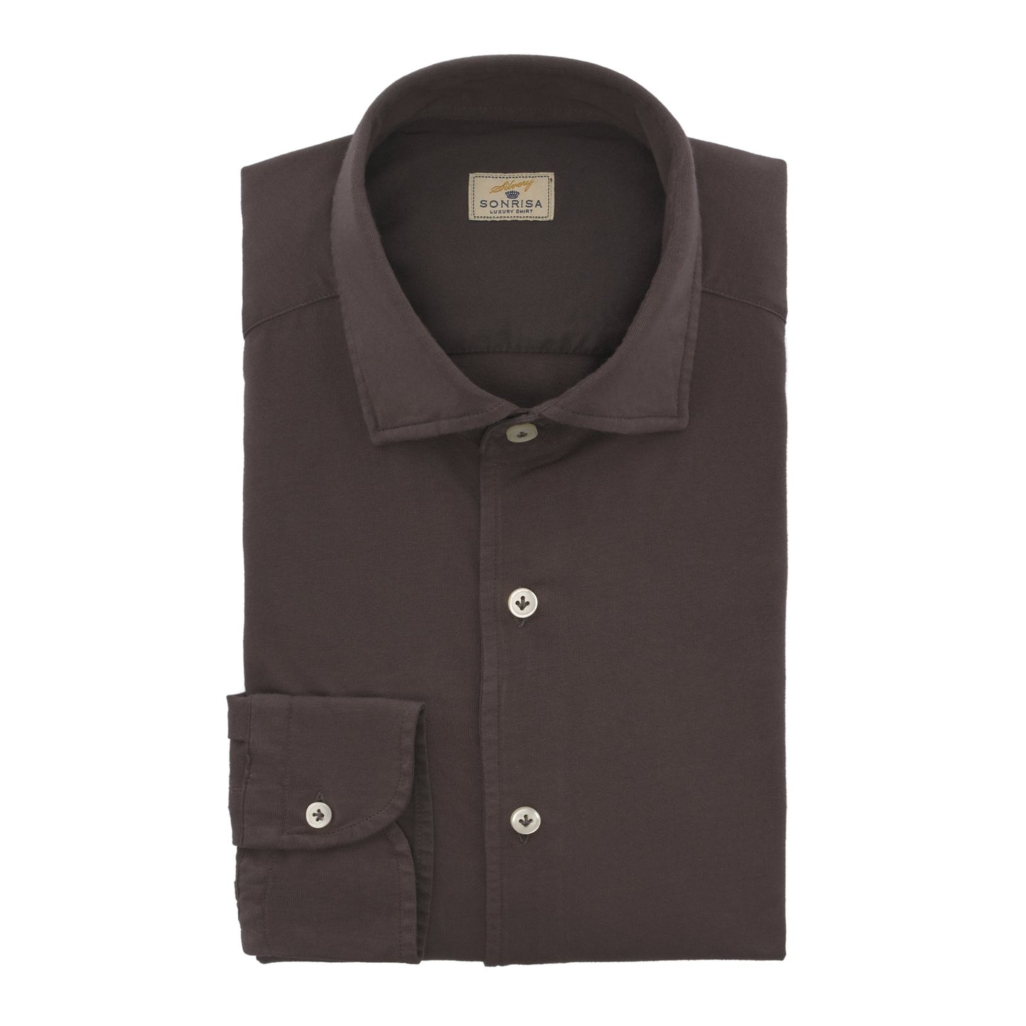 Sonrisa Slim - Fit Cotton - Jersey Shirt / Big Size in Dark Brown - SARTALE