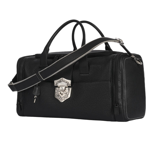 Tardini Smooth Leather Travel Bag in Black - SARTALE