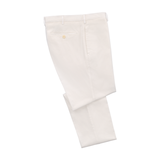 Slim-Fit Cotton Trousers in White