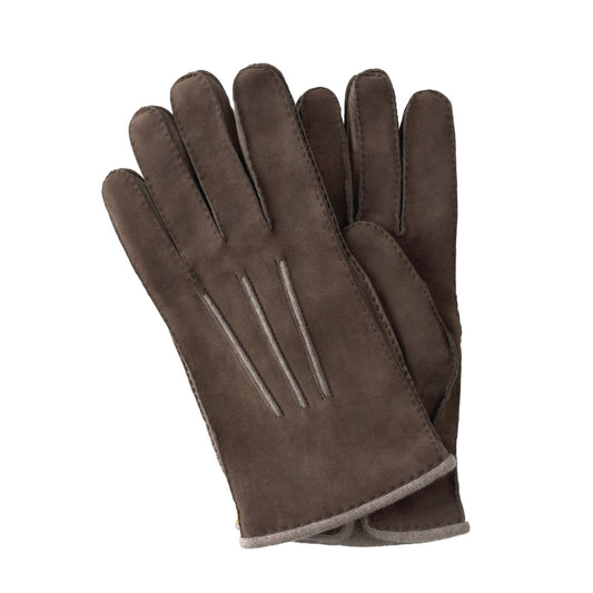 Loro Piana Cashmere-Lined Suede Gloves in Taupe Grey - SARTALE