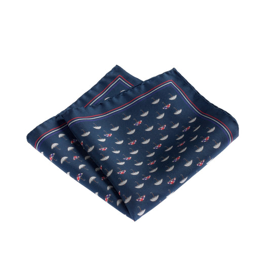 Maria Santangelo Umbrella-Print Silk Pocket Square in Blue - SARTALE