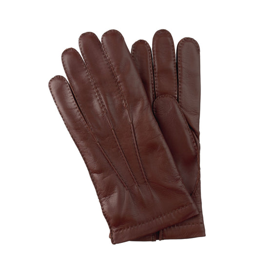 Mario Portolano Cashmere-Lined Leather Gloves in Brown - SARTALE
