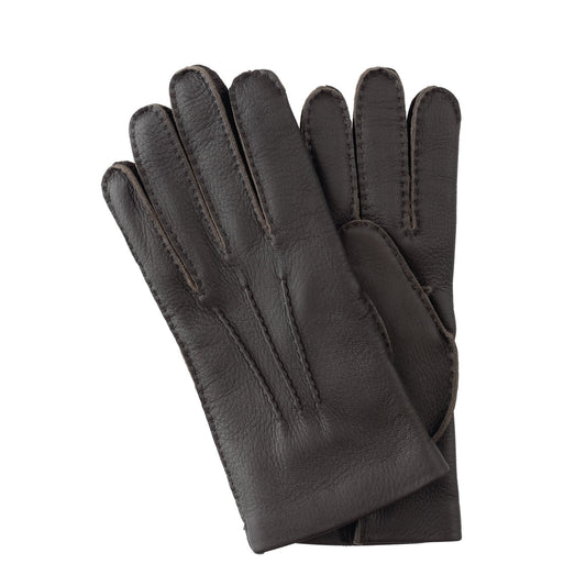 Mario Portolano Cashmere-Lined Grain-Leather Gloves in Dark Brown - SARTALE