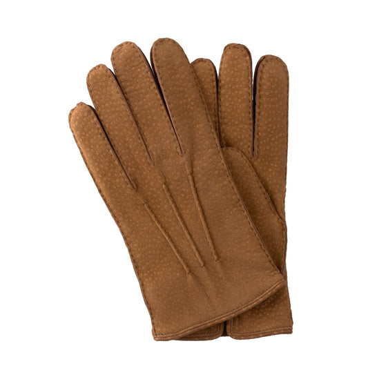Mario Portolano Cashmere-Lined Suede Gloves in Tobacco Brown - SARTALE