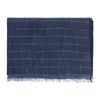 Cesare Attolini Fringed Striped Linen and Cashmere-Blend Scarf in Dark Blue - SARTALE