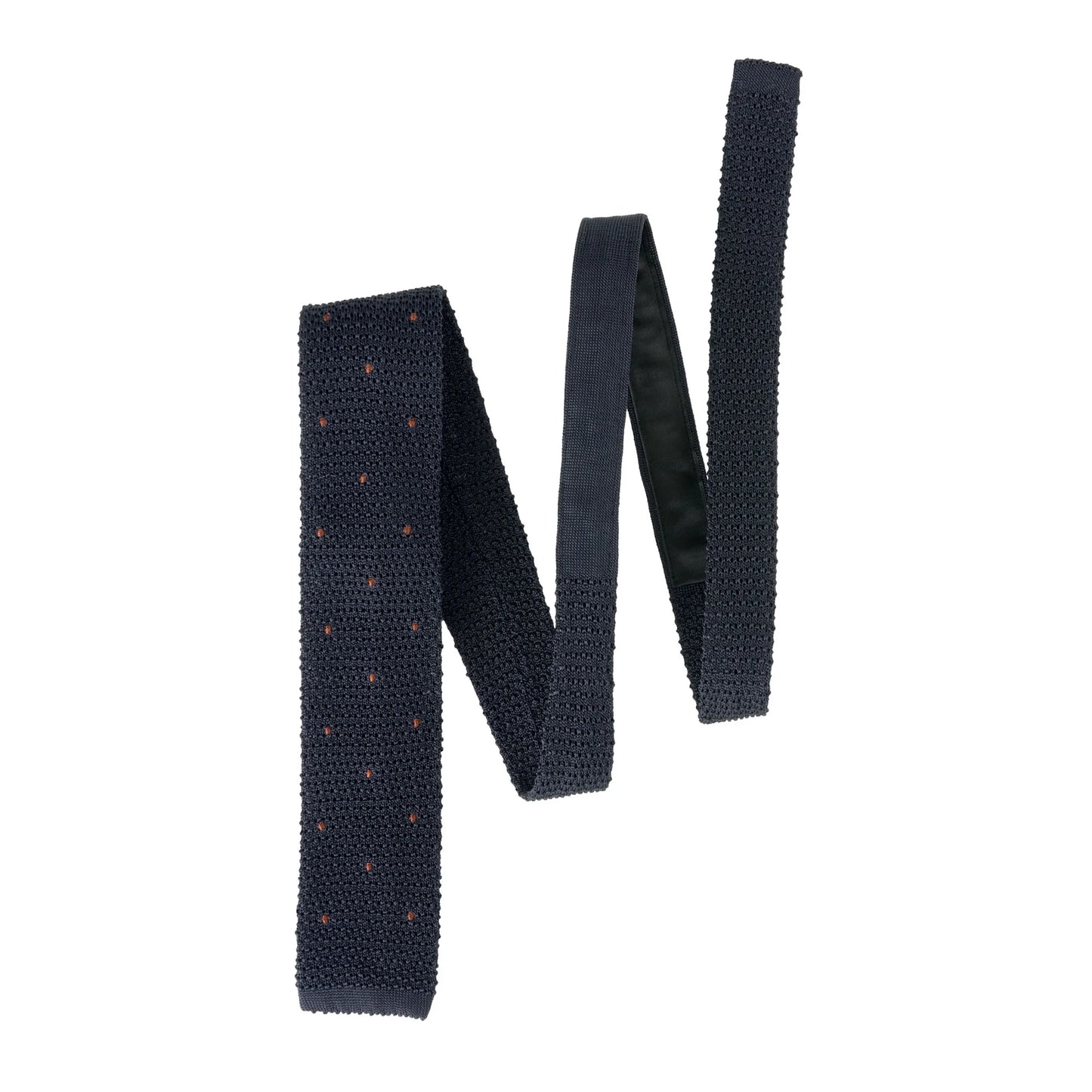 Polka Dot Knitted Silk Tie in Dark Blue and Brown