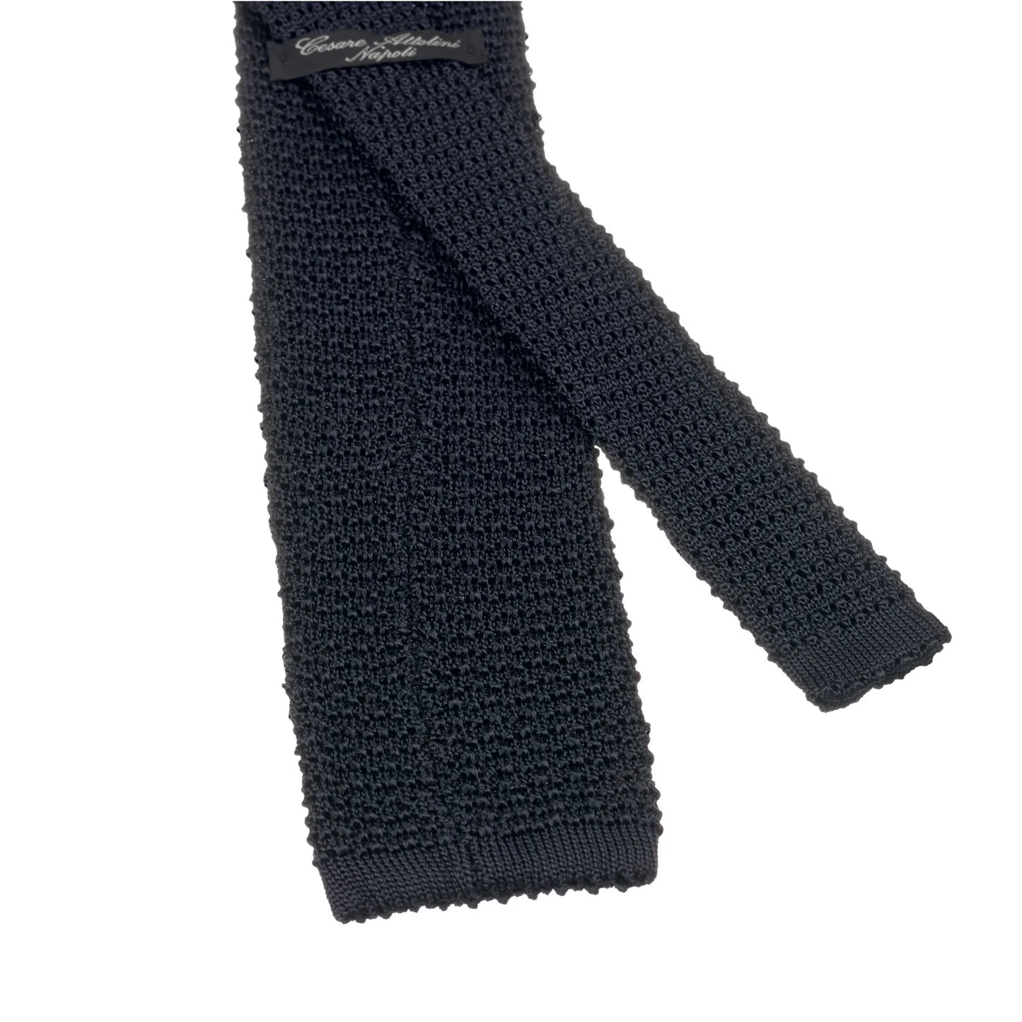 Polka Dot Knitted Silk Tie in Dark Blue and Brown