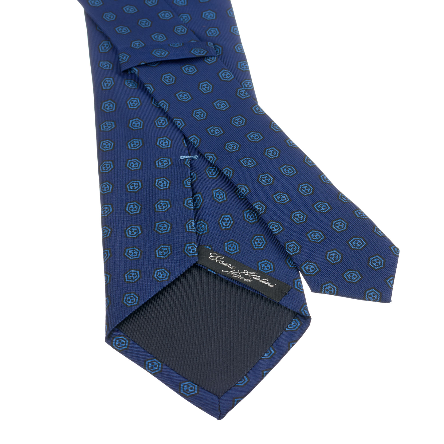 Hand-Printed Silk Tie in Royal Blue