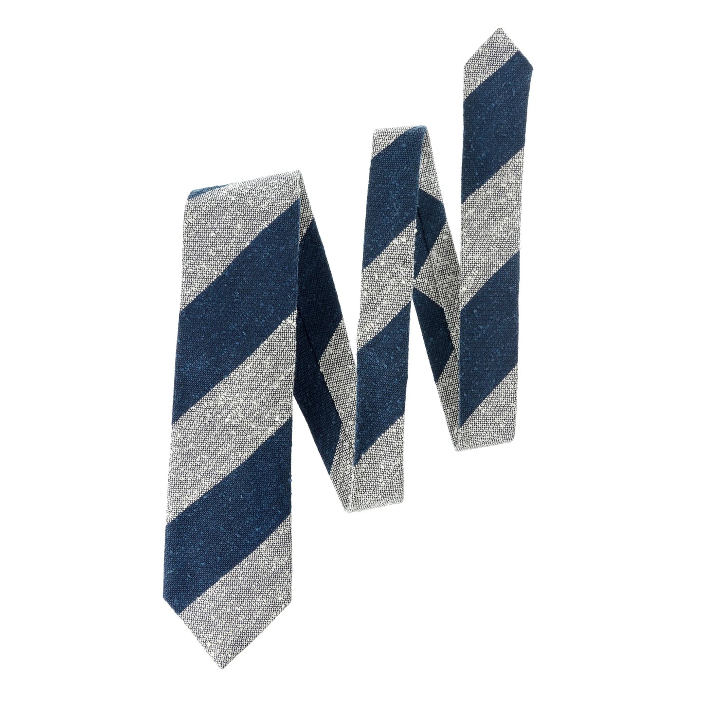 Regimental Textured Silk and Cotton-Blend Tie in Blue and White