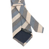 Striped Silk and Linen-Blend Tie in Beige, Blue and Grey