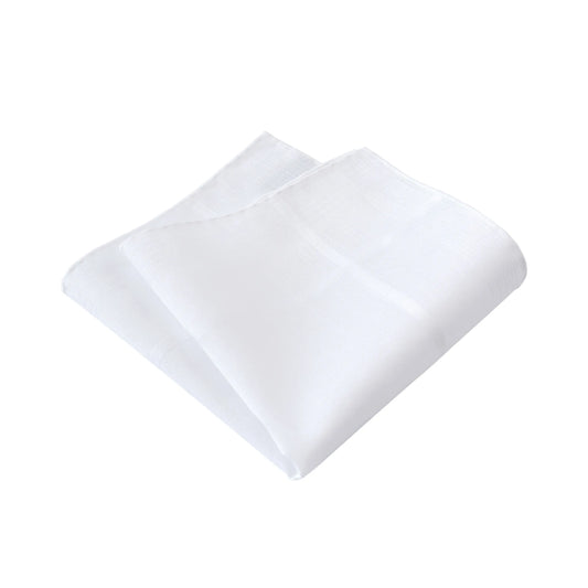 Striped Cotton Pocket Square in White