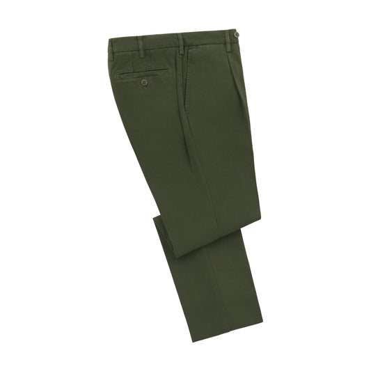 Rota Regular-Fit Cotton and Cashmere-Blend Pleated Trousers in Green - SARTALE