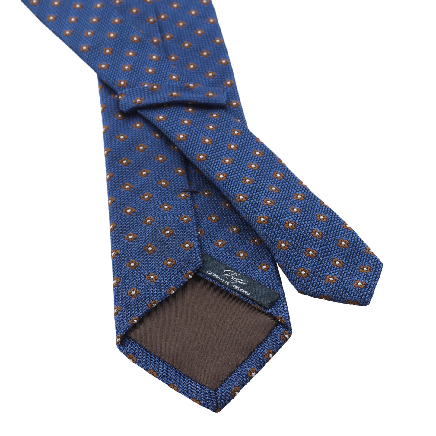 Woven Lined Blue Tie with Floral Design