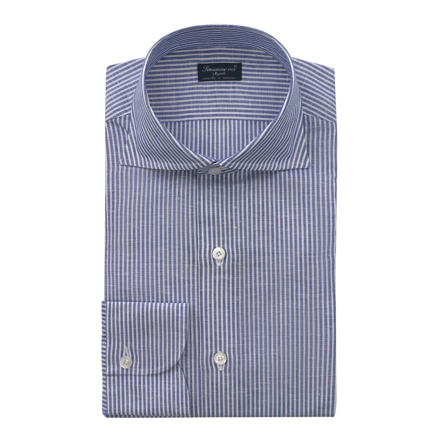 Finamore Striped Cotton and Linen Napoli Shirt in Blue - SARTALE