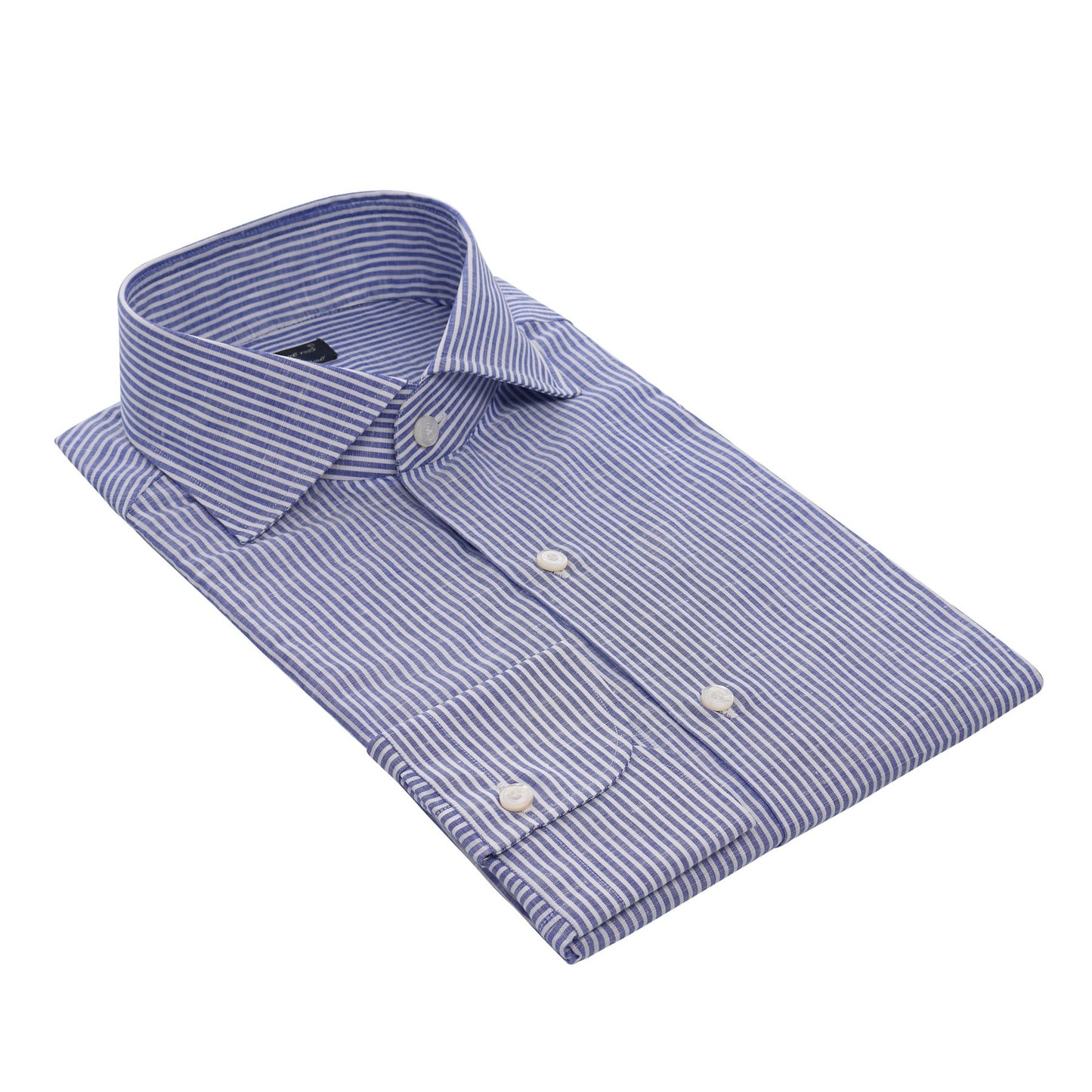 Finamore Striped Cotton and Linen Blue and White Napoli Shirt - SARTALE