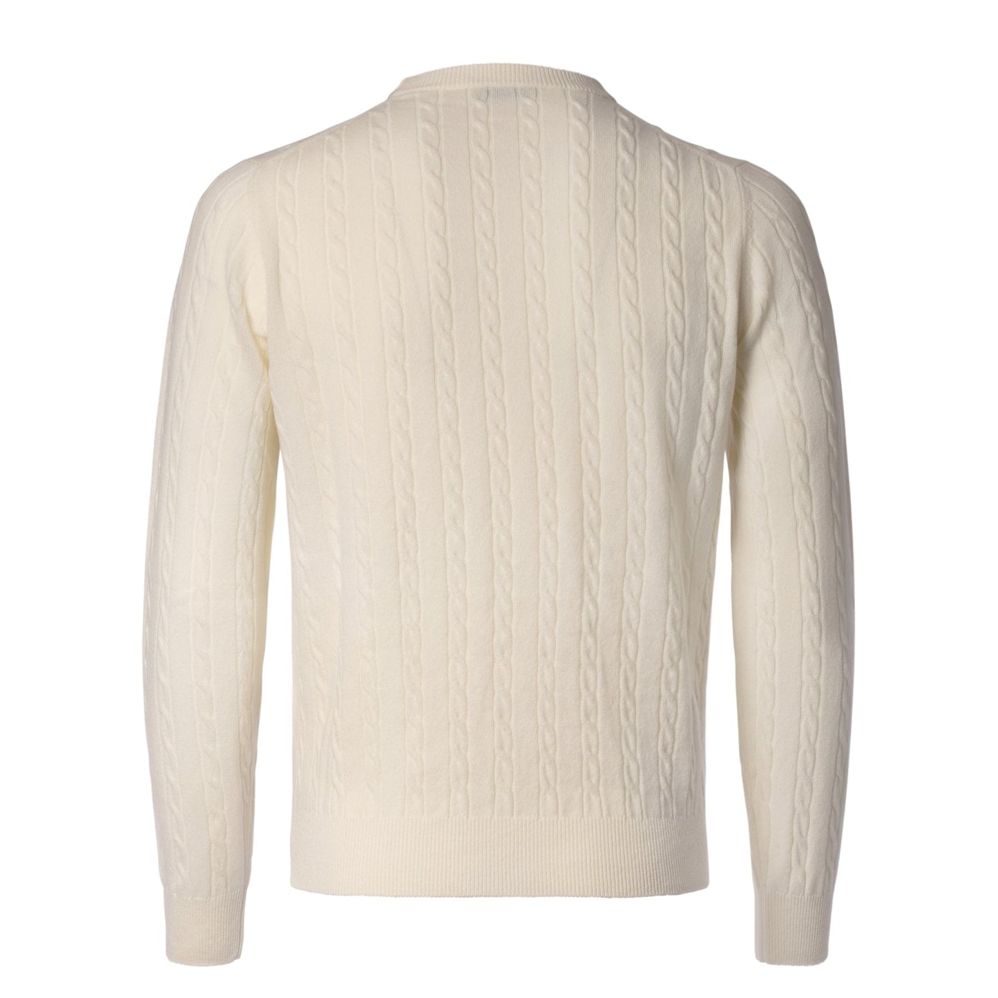 Piacenza Cashmere Crew-Neck Cable-Knit Cashmere Sweater in White - SARTALE