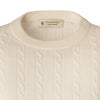 Piacenza Cashmere Crew-Neck Cable-Knit Cashmere Sweater in White - SARTALE