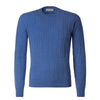 Piacenza Cashmere Crew-Neck Cable-Knit Cashmere Sweater in Light Blue - SARTALE