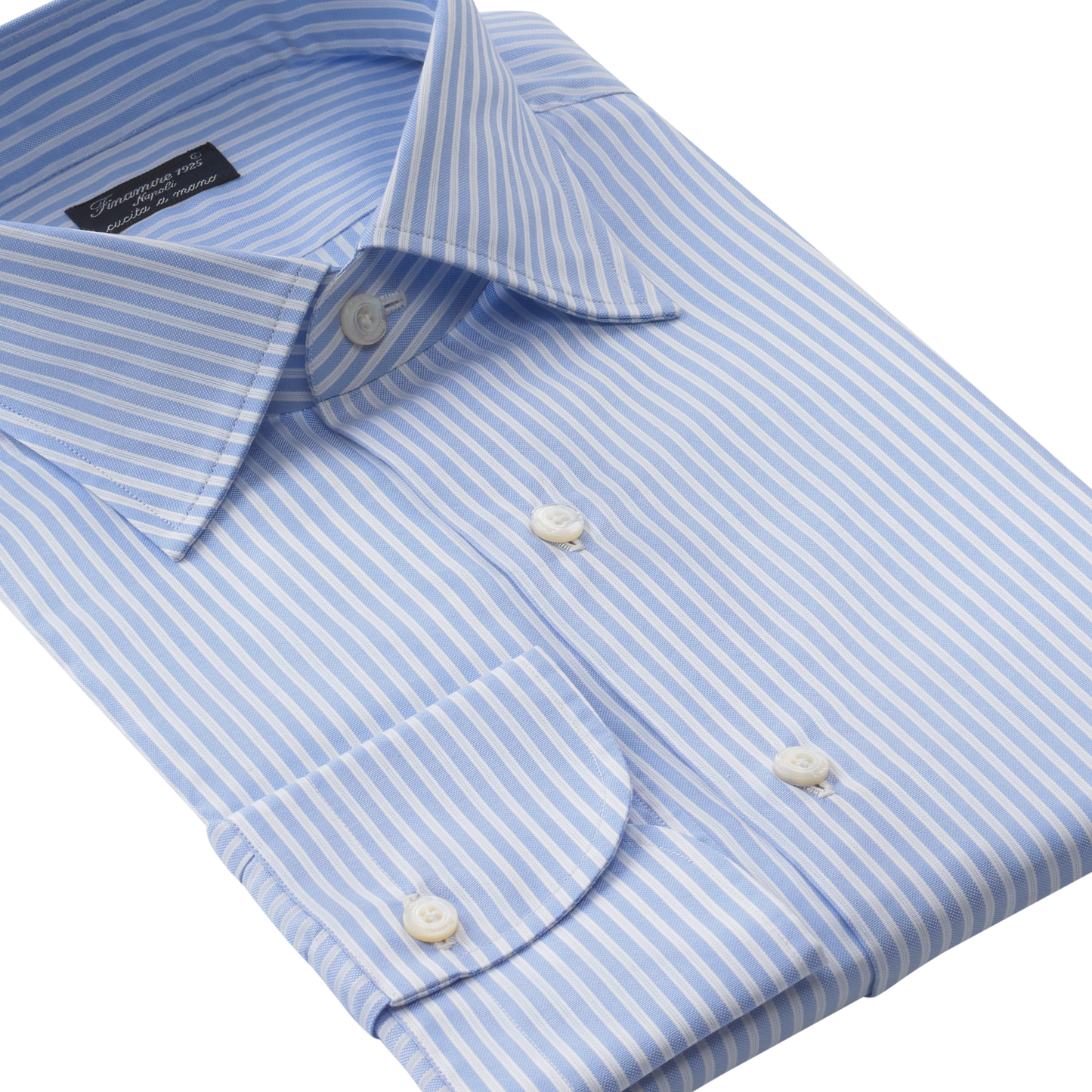 Finamore Multi Striped Cotton Shirt in Light Blue - SARTALE