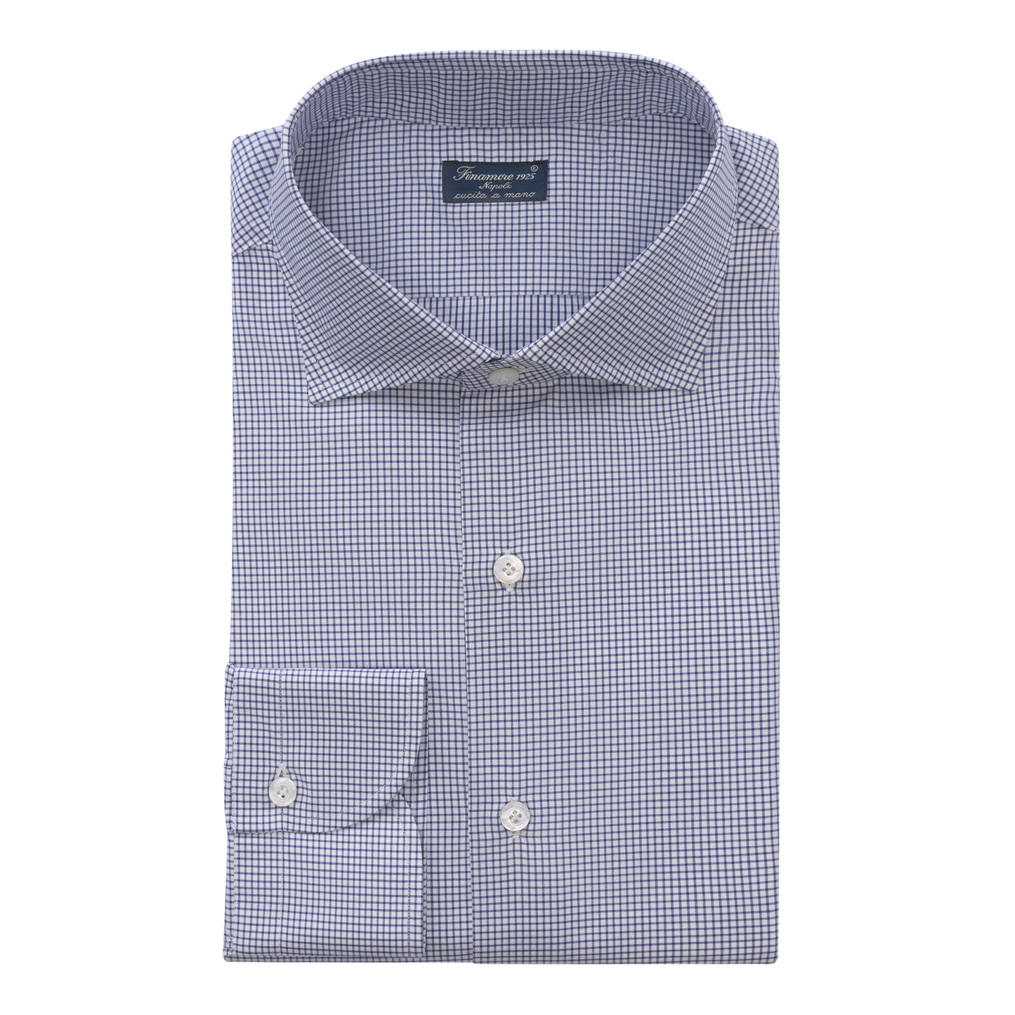 Finamore Graph-Check Cotton Shirt in Blue - SARTALE