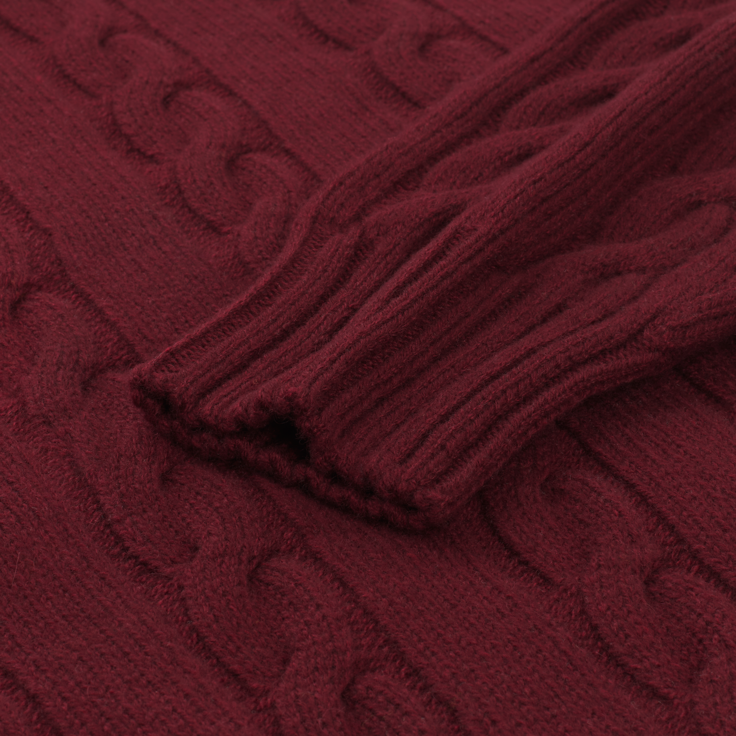 Luciano Barbera Turtleneck Cable-Knit Wool, Silk and Cashmere-Blend Sweater in Burgundy - SARTALE
